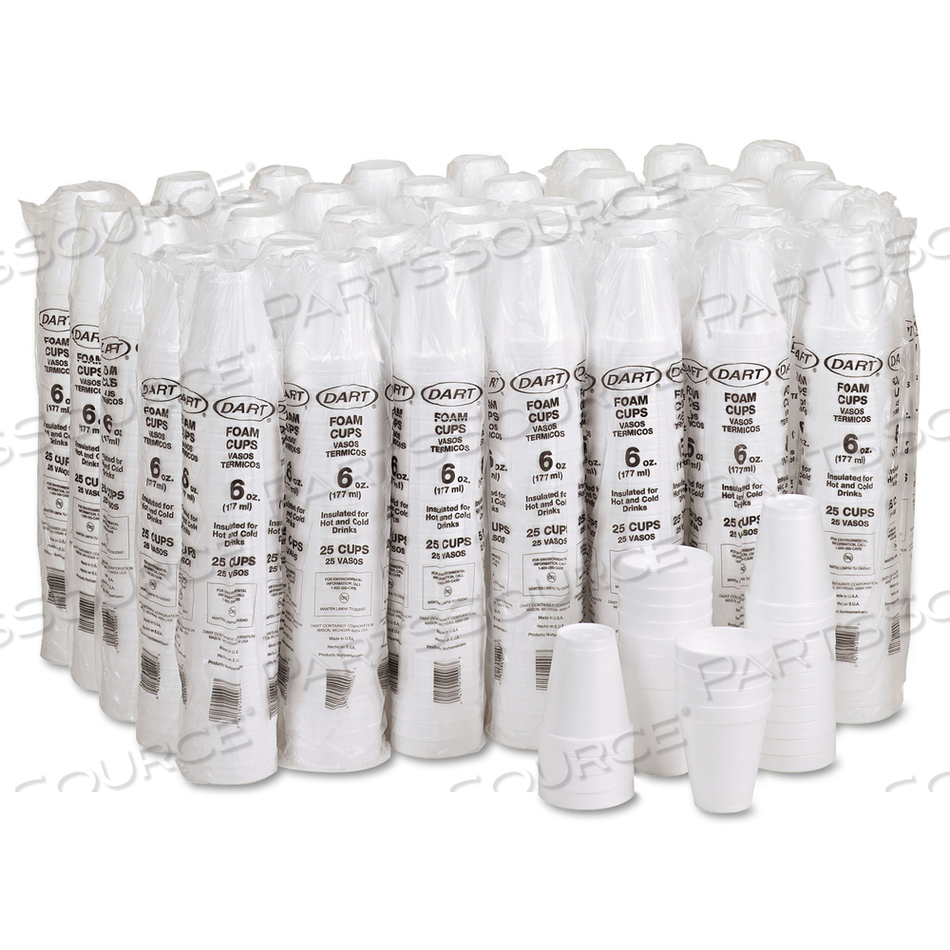 FOAM DRINK CUPS, 6 OZ, WHITE by Dart Container Corporation