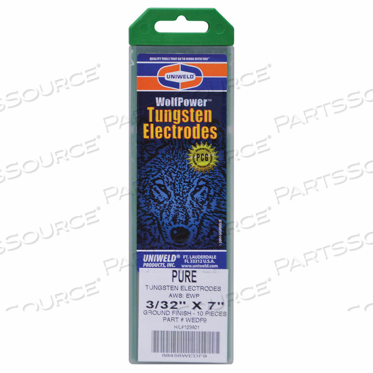 WOLFPOWER PURE TUNGSTEN ELECTRODE - 3/32" X 7" - PKG OF 10 