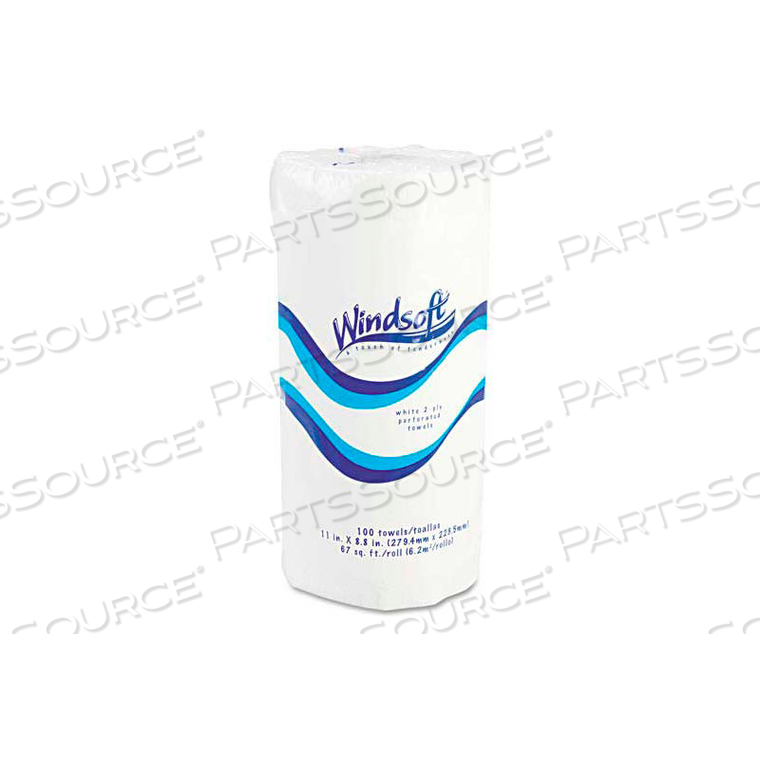 WINDSOFT, PERFORATED PAPER TOWELS, 100 TOWELS/ROLL, WHITE, 30 ROLLS/CARTON by United Stationers Supply