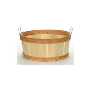 1/2 BUSHEL SHALLOW WOOD BASKET WITH TWO METAL HANDLES 12 PC - NATURAL by Texas Basket Co.