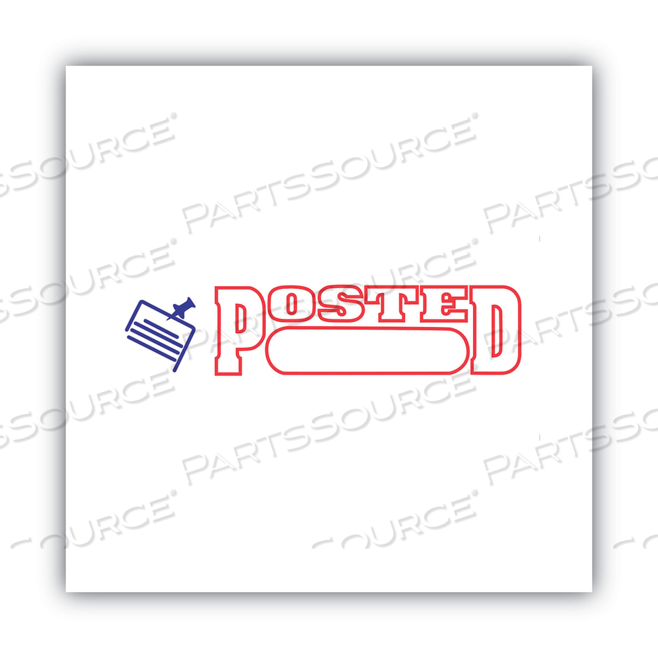 PRE-INKED SHUTTER STAMP, RED/BLUE, POSTED, 1.63 X 0.5 by Accu-Stamp