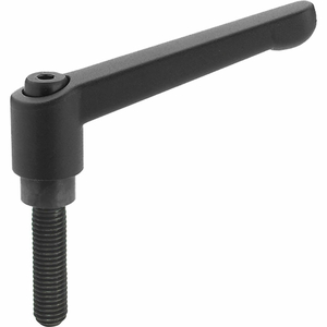 DIE CAST ADJUSTABLE LEVER - 1/4-20 - 1.18" HANDLE - 1.57" STUD - BLACK - GN300 by J.W. Winco
