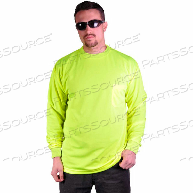 5503 MOISTURE WICKING LONG SLEEVE SAFETY T-SHIRT WITH CHEST POCKET, LIME, XL by GSS Safety LLC 5503 MOISTURE WICKING LONG SLEEVE SAFETY T-SHIRT WITH CHEST POCKET, LIME, XL by GSS Safety LLC