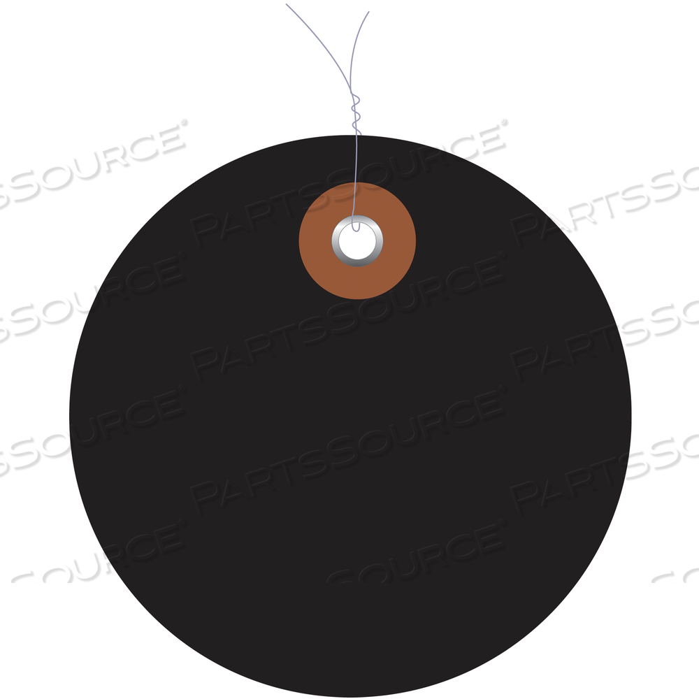 PLASTIC CIRCLE TAGS, PRE-WIRED, 2", BLACK, 100/EACH by BOX Partners (Box Acquisitions, LLC)