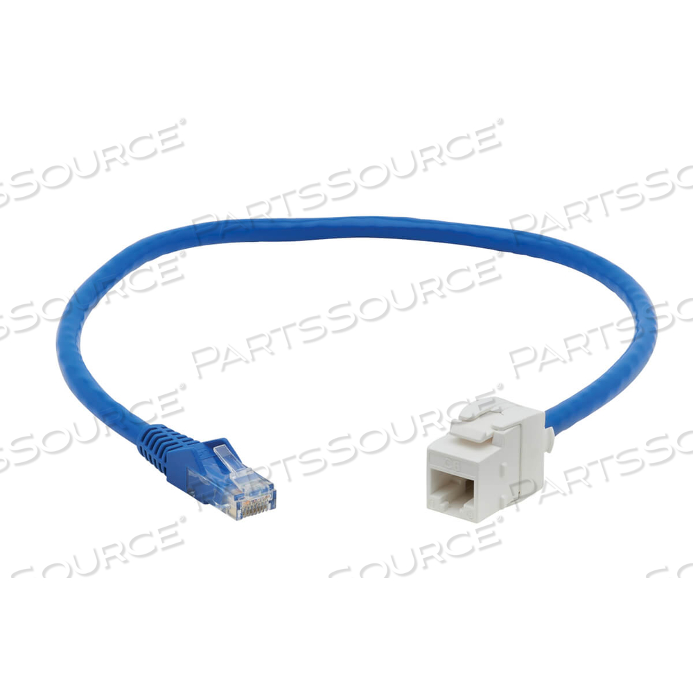 CAT6 KEYSTONE JACK CABLE ASSEMBLY UNSHIELDED POE+ M/F BLUE 18IN by Tripp Lite