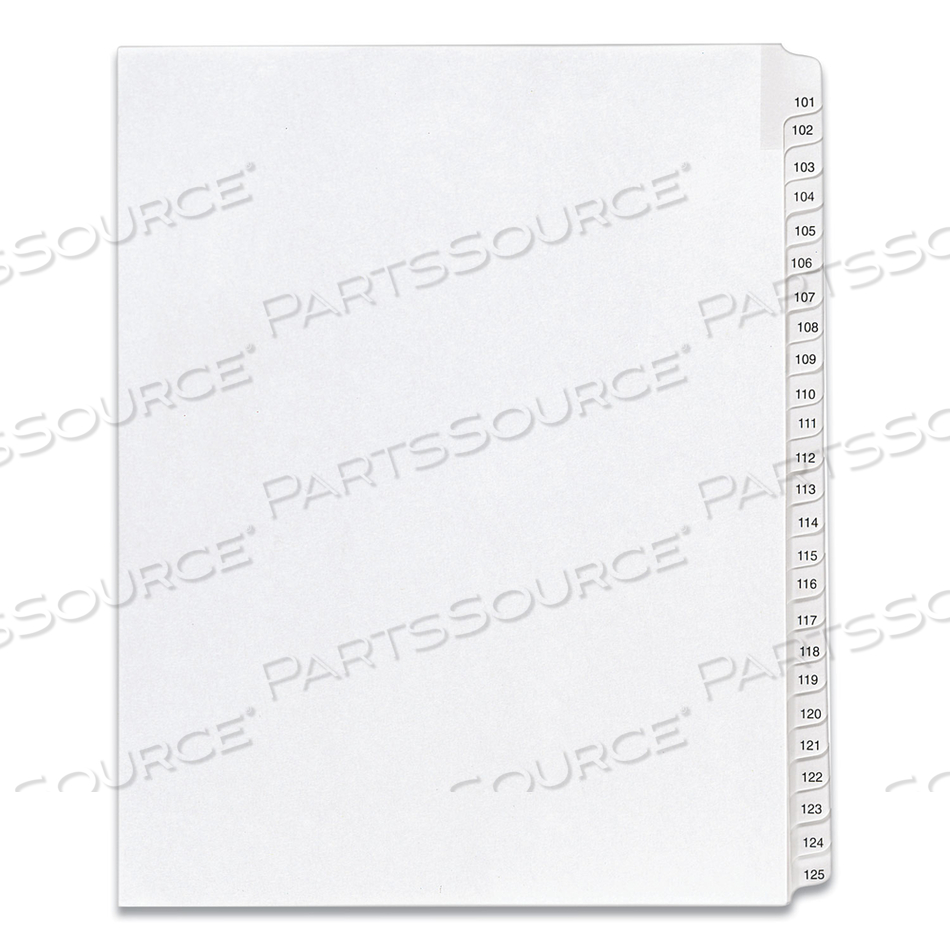 PREPRINTED LEGAL EXHIBIT SIDE TAB INDEX DIVIDERS, ALLSTATE STYLE, 25-TAB, 101 TO 125, 11 X 8.5, WHITE, 1 SET, (1705) by Avery