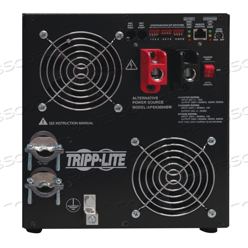 INTL INVERTER CHARGER 3000W 24VDC-208/230VAC HARDWIRED RJ45 by Tripp Lite INTL INVERTER CHARGER 3000W 24VDC-208/230VAC HARDWIRED RJ45 by Tripp Lite