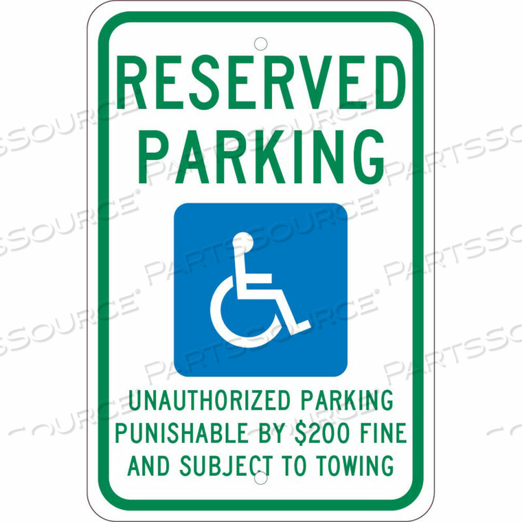 NMC TRAFFIC SIGN, RESERVED PARKING TENNESSEE, 18" X 12", WHITE by National Marker Company