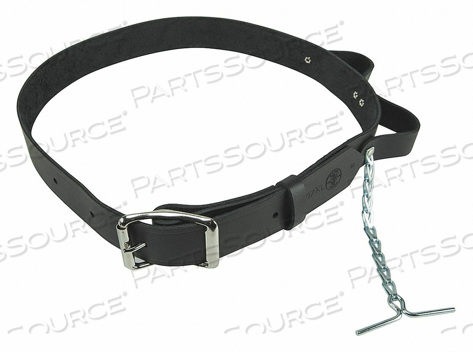 TOOL BELT, TOOL BELT, LEATHER, 1-1/2, ELECTRICIAN, SINGLE TONGUE CLASP, 46 INCH MINIMUM SIZE, 54 INCH MAXIMUM SIZE, 1-1/2 INCH WIDTH, LEATHE by Klein Tools TOOL BELT, TOOL BELT, LEATHER, 1-1/2, ELECTRICIAN, SINGLE TONGUE CLASP, 46 INCH MINIMUM SIZE, 54 INCH MAXIMUM SIZE, 1-1/2 INCH WIDTH, LEATHE by Klein Tools