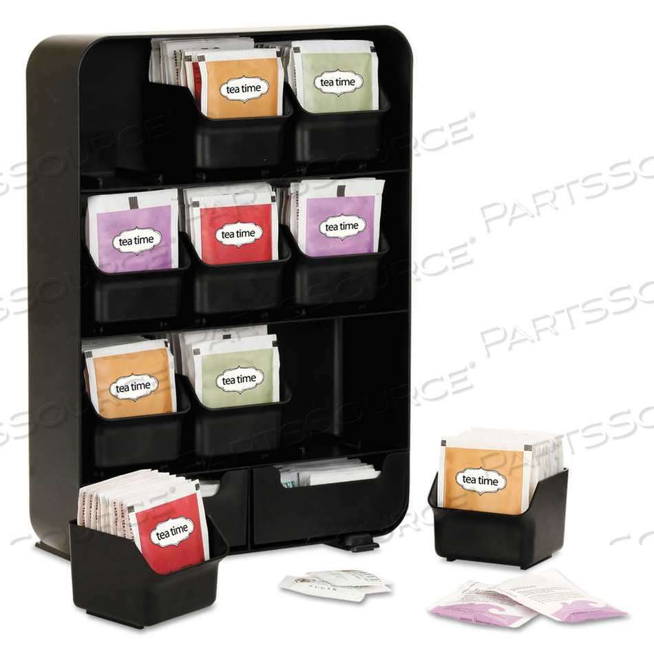 BAGGY NINE-DRAWER TEA BAG AND ACCESSORY HOLDER, 10.24 X 4.33 X 13.11, BLACK by Mind Reader BAGGY NINE-DRAWER TEA BAG AND ACCESSORY HOLDER, 10.24 X 4.33 X 13.11, BLACK by Mind Reader