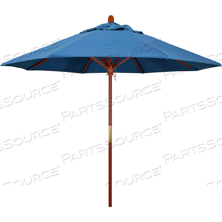 CALIFORNIA UMBRELLA 9' PATIO UMBRELLA - OLEFIN FROST BLUE - HARDWOOD POLE - GROVE SERIES by March Products Inc CALIFORNIA UMBRELLA 9' PATIO UMBRELLA - OLEFIN FROST BLUE - HARDWOOD POLE - GROVE SERIES by March Products Inc