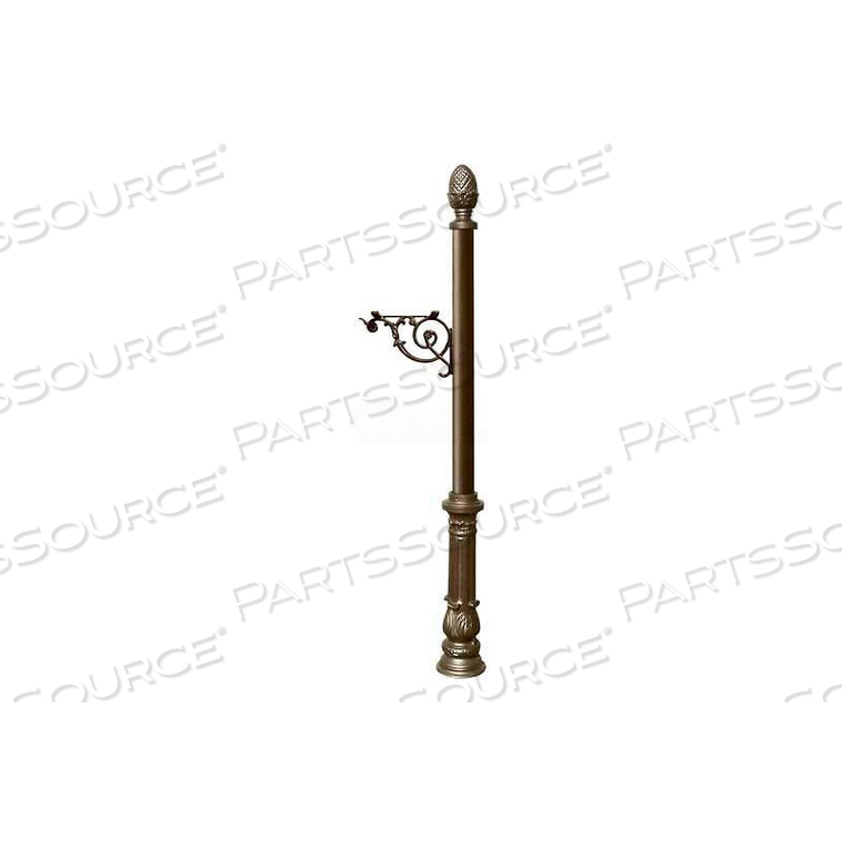 LEWISTON POST WITH SUPPORT BRACE, DECORATIVE ORNATE BASE & PINEAPPLE FINIAL, (NO MAILBOX), BRONZE by Qualarc LEWISTON POST WITH SUPPORT BRACE, DECORATIVE ORNATE BASE & PINEAPPLE FINIAL, (NO MAILBOX), BRONZE by Qualarc