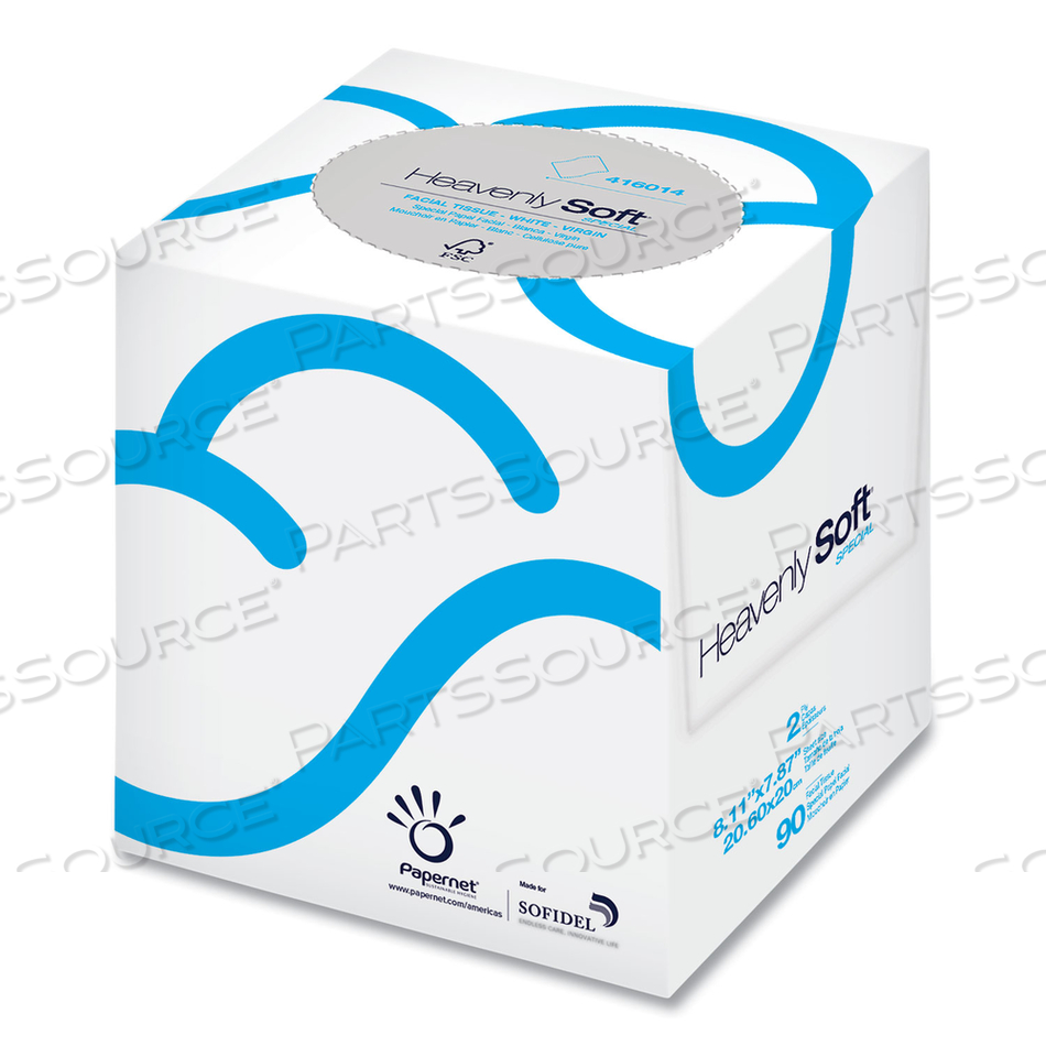 HEAVENLY SOFT FACIAL TISSUE, 2-PLY, WHITE, 90/CUBE BOX by Papernet