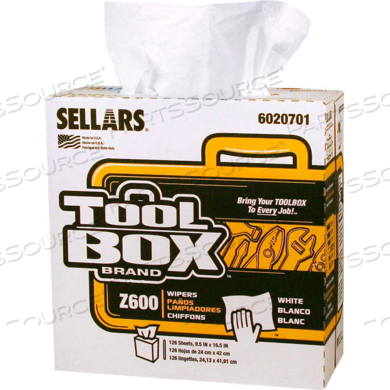 TOOLBOX Z600 WHITE INTERFOLD, 126 SHEETS/BOX, 8 BOXES/CASE by Sellars Retail Dist Co