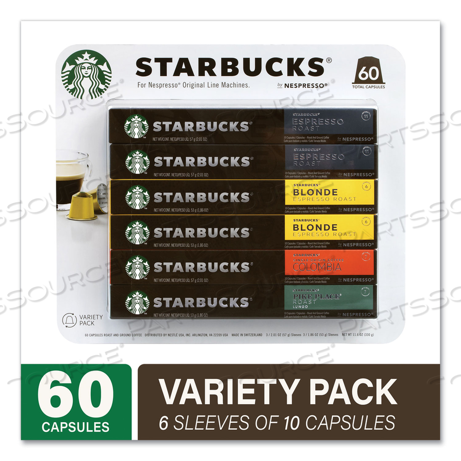 PODS VARIETY PACK, BLONDE ESPRESSO/COLOMBIA/ESPRESSO/PIKES PLACE, 60 PODS/PACK 