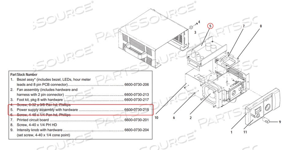 POWER SUPPLY ASSEMBLY 6600-0730-215 