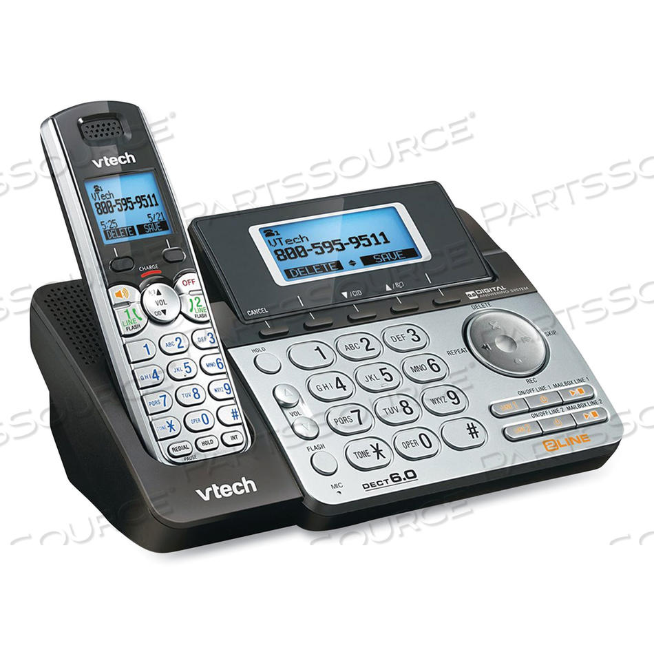 DS6151-2 TWO-HANDSET TWO-LINE CORDLESS PHONE WITH ANSWERING SYSTEM, BLACK/SILVER by Vtech DS6151-2 TWO-HANDSET TWO-LINE CORDLESS PHONE WITH ANSWERING SYSTEM, BLACK/SILVER by Vtech