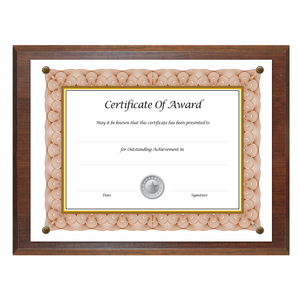 AWARD-A-PLAQUE DOCUMENT HOLDER, ACRYLIC/PLASTIC, 10.5 X 13, WALNUT by Nudell Office Products