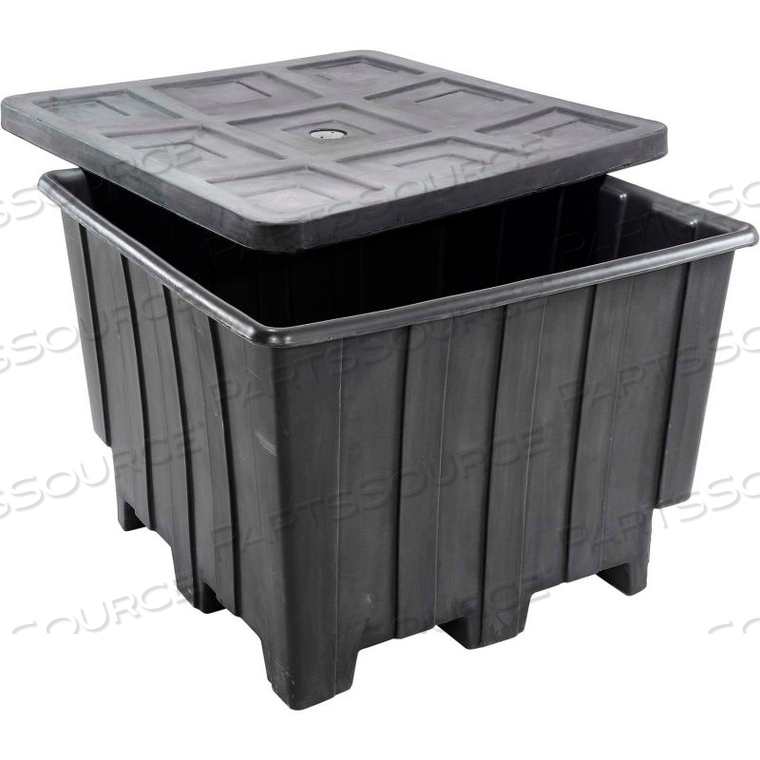 ROMOTECH PLASTIC GAYLORD PALLET CONTAINER WITH LID 50"L X 50"W X 36-1/2"H, BLACK by Rotational Molding Technologies Inc. ROMOTECH PLASTIC GAYLORD PALLET CONTAINER WITH LID 50"L X 50"W X 36-1/2"H, BLACK by Rotational Molding Technologies Inc.