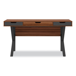 STIRLING TABLE DESK, 59.75" X 23.75" X 31", NATURAL WALNUT/CHARCOAL GRAY by Whalen