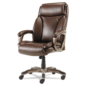 ALERA VEON SERIES EXECUTIVE HIGH-BACK BONDED LEATHER CHAIR, SUPPORTS UP TO 275 LB, BROWN SEAT/BACK, BRONZE BASE by Alera