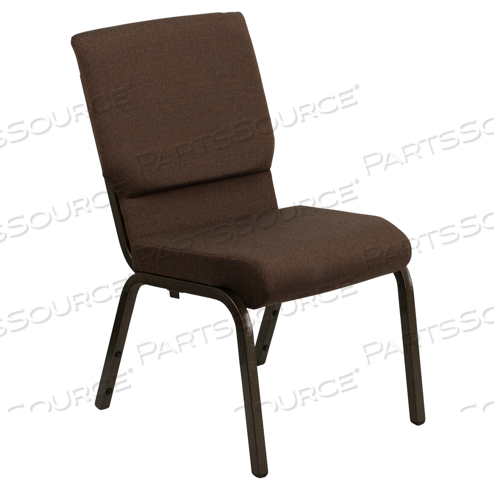 HERCULES SERIES 18.5''W STACKING CHURCH CHAIR IN BROWN FABRIC - GOLD VEIN FRAME by Flash Furniture