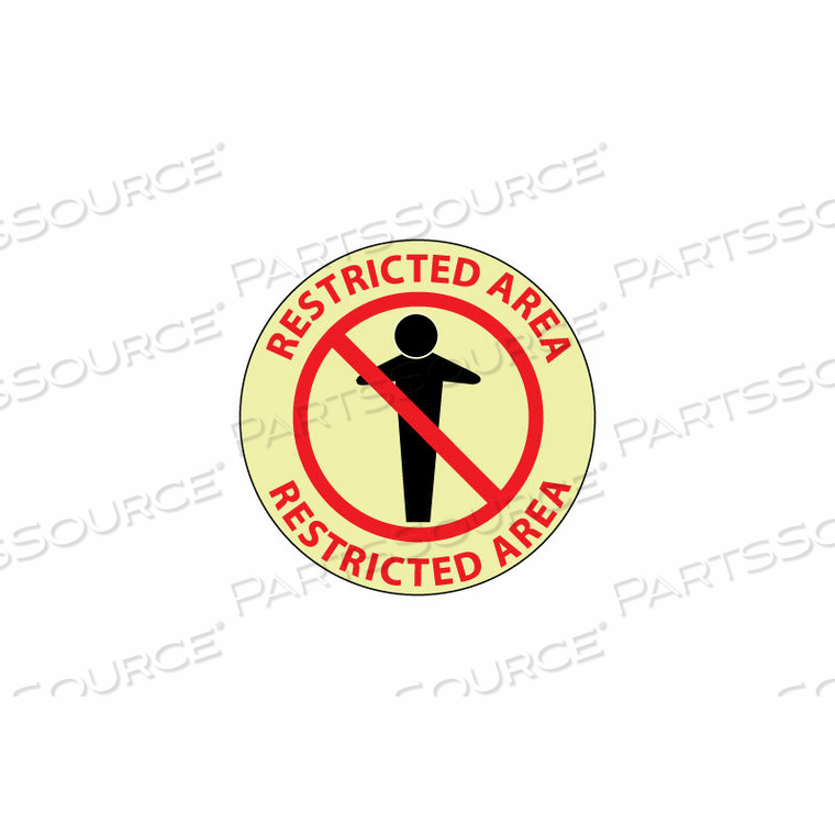 GLOW FLOOR SIGN - RESTRICTED AREA by National Marker Company GLOW FLOOR SIGN - RESTRICTED AREA by National Marker Company