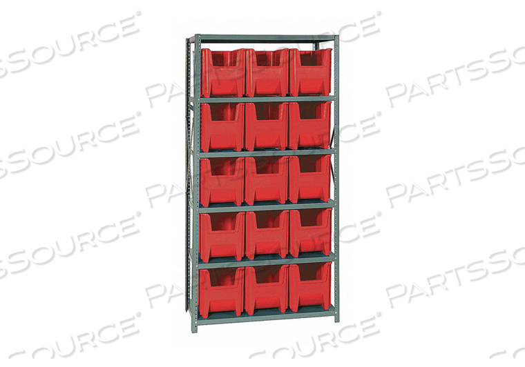 E1494 BIN SHELVING 75 OVERALL H 15 BINS RED by Quantum Storage Systems E1494 BIN SHELVING 75 OVERALL H 15 BINS RED by Quantum Storage Systems