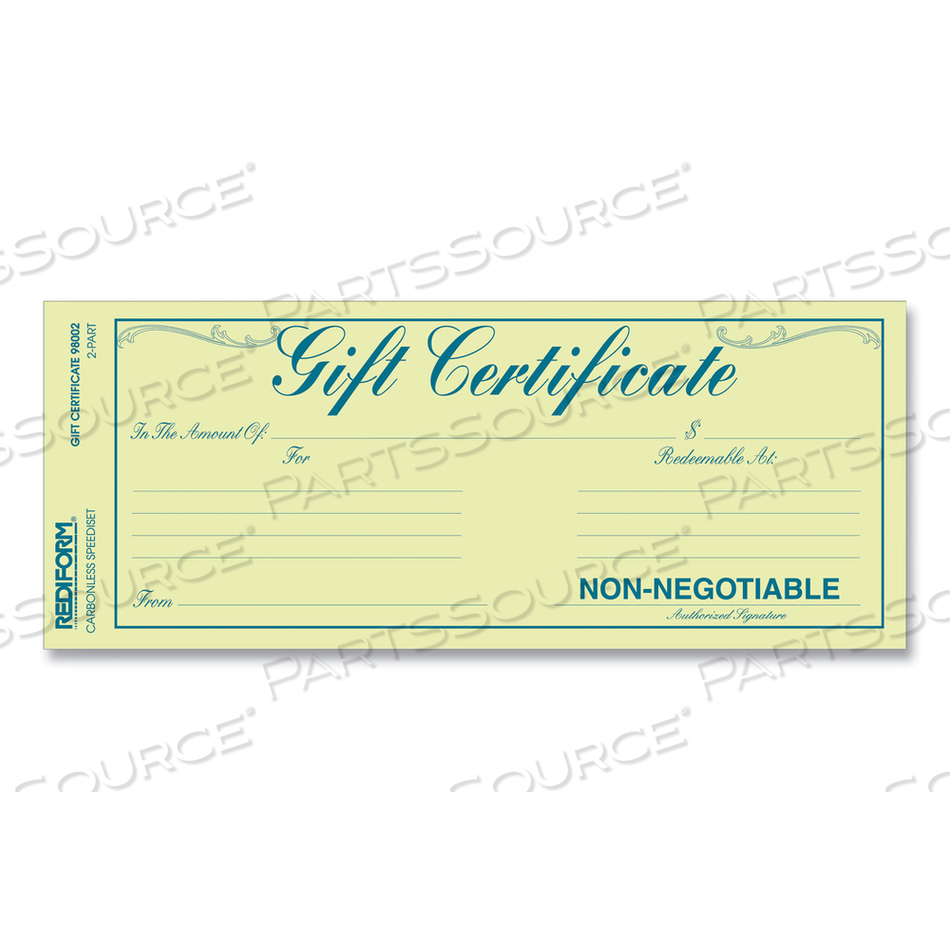 GIFT CERTIFICATES WITH ENVELOPES, 8.5 X 3.67, BLUE/GOLD WITH BLUE BORDER by Rediform GIFT CERTIFICATES WITH ENVELOPES, 8.5 X 3.67, BLUE/GOLD WITH BLUE BORDER by Rediform