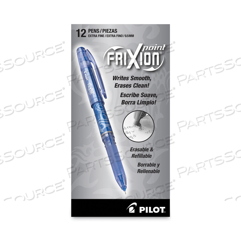FRIXION POINT ERASABLE GEL PEN, STICK, EXTRA-FINE 0.5 MM, BLUE INK, BLUE BARREL by Pilot