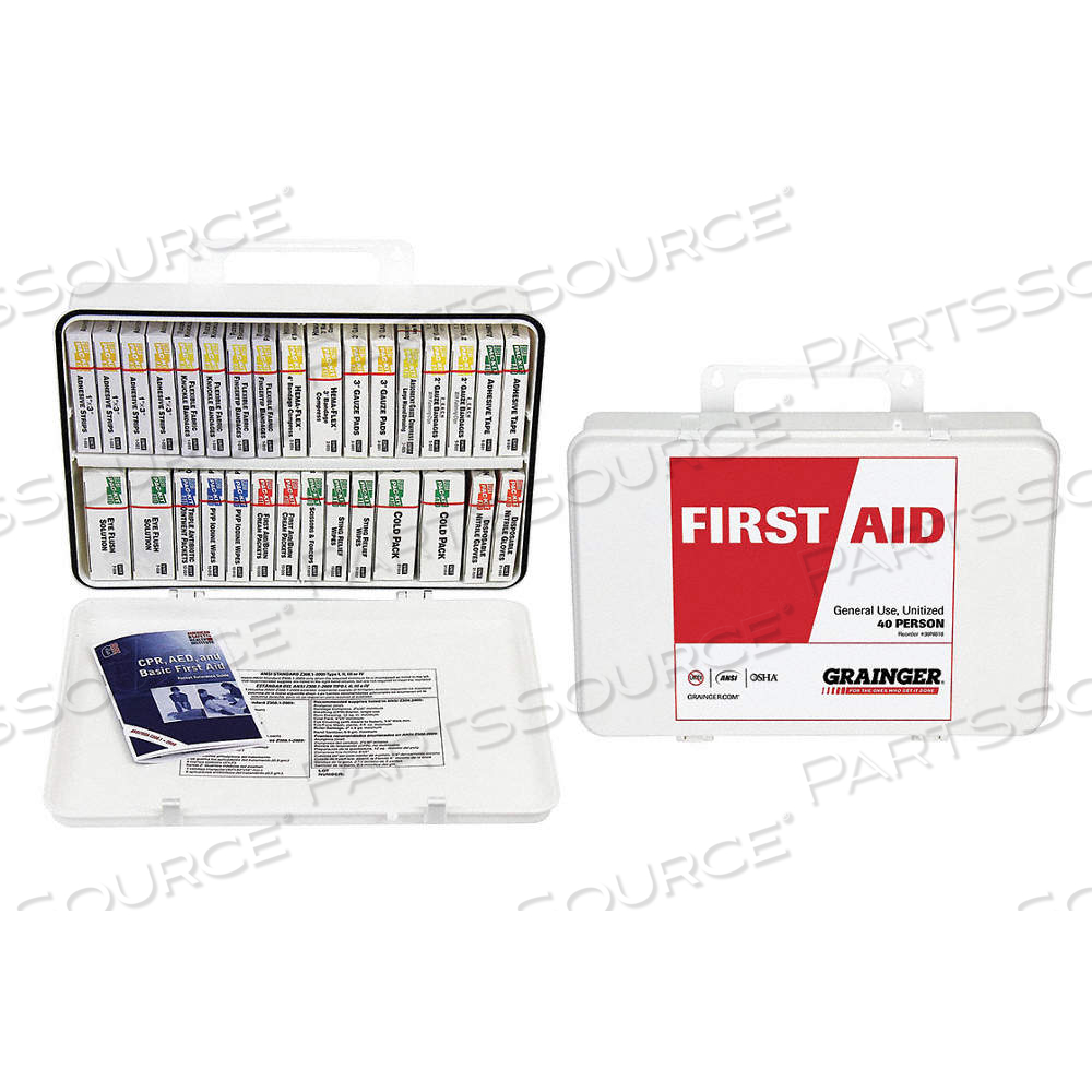 FIRST AID KIT AND HOUSING, 211 COMPONENTS, ANSI/ISEA Z308.1-2015, TYPE III, CLASS A by Approved Vendor