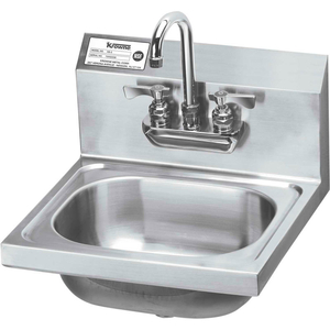 16" WIDE HAND SINK WITH HEAVY DUTY FAUCET, WRIST HANDLES by Krowne