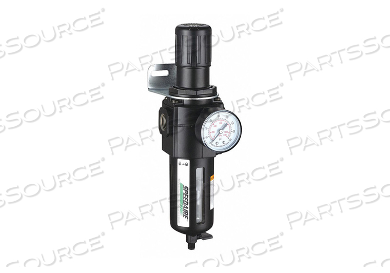 FILTER-REGULATOR, FILTER BOWL MATERIAL POLYCARBONATE WITH GUARD, AIR INLET SIZE 1/2 IN, AIR INLET TYPE NPT, MAXIMUM FLOW RATE 212 CFM, FILTE by Speedaire FILTER-REGULATOR, FILTER BOWL MATERIAL POLYCARBONATE WITH GUARD, AIR INLET SIZE 1/2 IN, AIR INLET TYPE NPT, MAXIMUM FLOW RATE 212 CFM, FILTE by Speedaire