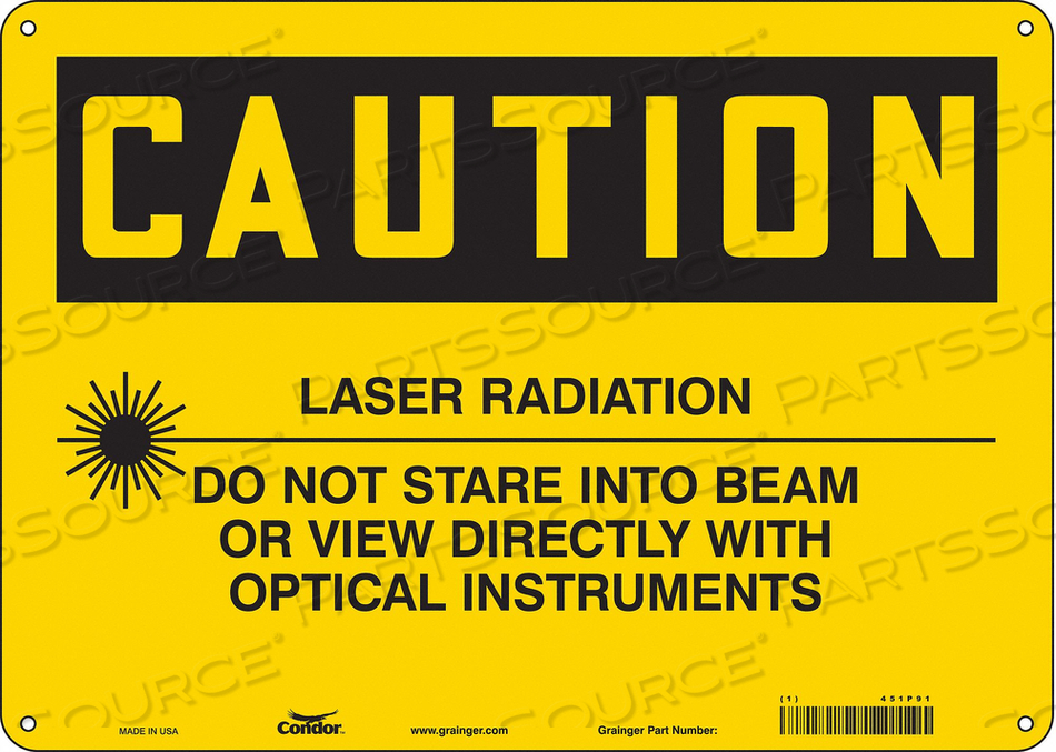 SAFETY SIGN, HORIZONTAL RECTANGLE, NUMBER OF PRINTED SIDES 1, ENGLISH, SIGN FORMAT TRADITIONAL OSHA, SIGN LEGEND LASER RADIATION DO NOT STAR by Condor SAFETY SIGN, HORIZONTAL RECTANGLE, NUMBER OF PRINTED SIDES 1, ENGLISH, SIGN FORMAT TRADITIONAL OSHA, SIGN LEGEND LASER RADIATION DO NOT STAR by Condor