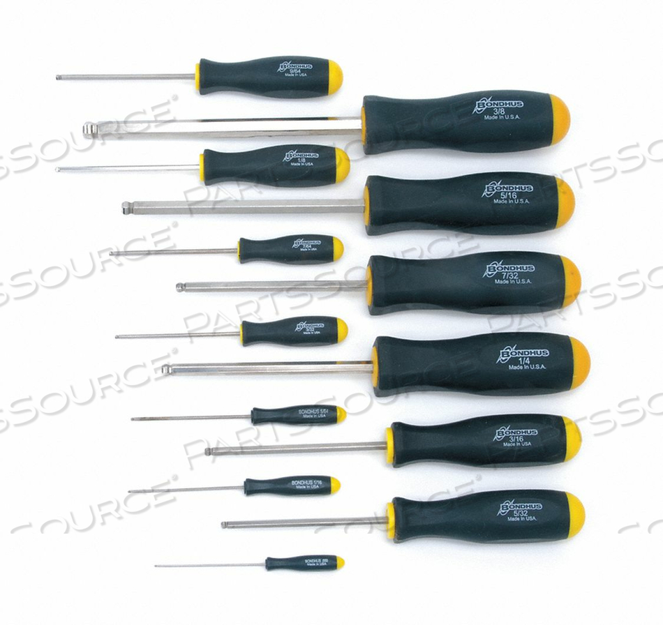 SET 13 BRITEGUARD PLATED BALLDRIVER SCREWDRIVERS .050"-3/8" by Bondhus SET 13 BRITEGUARD PLATED BALLDRIVER SCREWDRIVERS .050"-3/8" by Bondhus