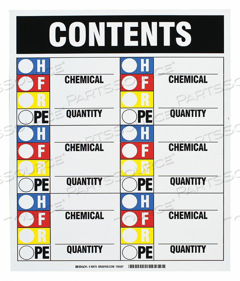 HMIG CONTENTS SIGN MAGNETIC 15IN X 12IN by Brady Americas