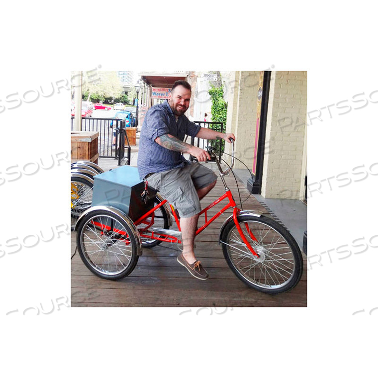 ADAPTABLE TRICYCLE 500 LB CAP. 3 SPEED COASTER BRAKE WITH REAR BOX ORANGE by Worksman Trading Corp ADAPTABLE TRICYCLE 500 LB CAP. 3 SPEED COASTER BRAKE WITH REAR BOX ORANGE by Worksman Trading Corp