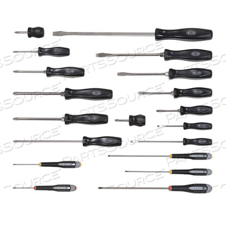 100P-19MD WILLIAMS SCREWDRIVER SET, BLACK OXIDE TIP, 19 PIECES 