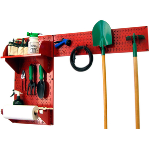 PEGBOARD GARDEN TOOL BOARD ORGANIZER, RED, 48" X 32" X 9" by Wall Control Pegboard