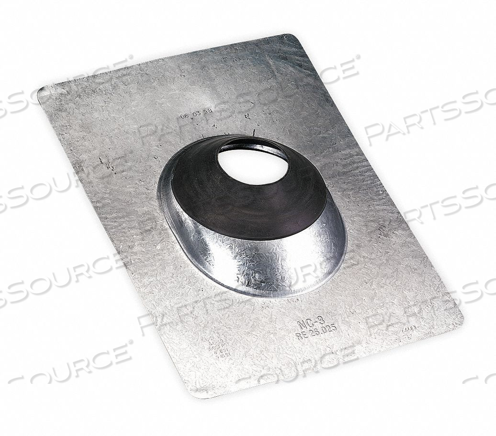 STEEL ROOF VENT PIPE FLSHNG FOR 3 IN.PIPE, BASE SHAPE RECTANGULAR, BASE MATERIAL STEEL, CAP/COLLAR MATERIAL ELASTOMERIC, MATERIAL THICKNESS by Portals Plus STEEL ROOF VENT PIPE FLSHNG FOR 3 IN.PIPE, BASE SHAPE RECTANGULAR, BASE MATERIAL STEEL, CAP/COLLAR MATERIAL ELASTOMERIC, MATERIAL THICKNESS by Portals Plus