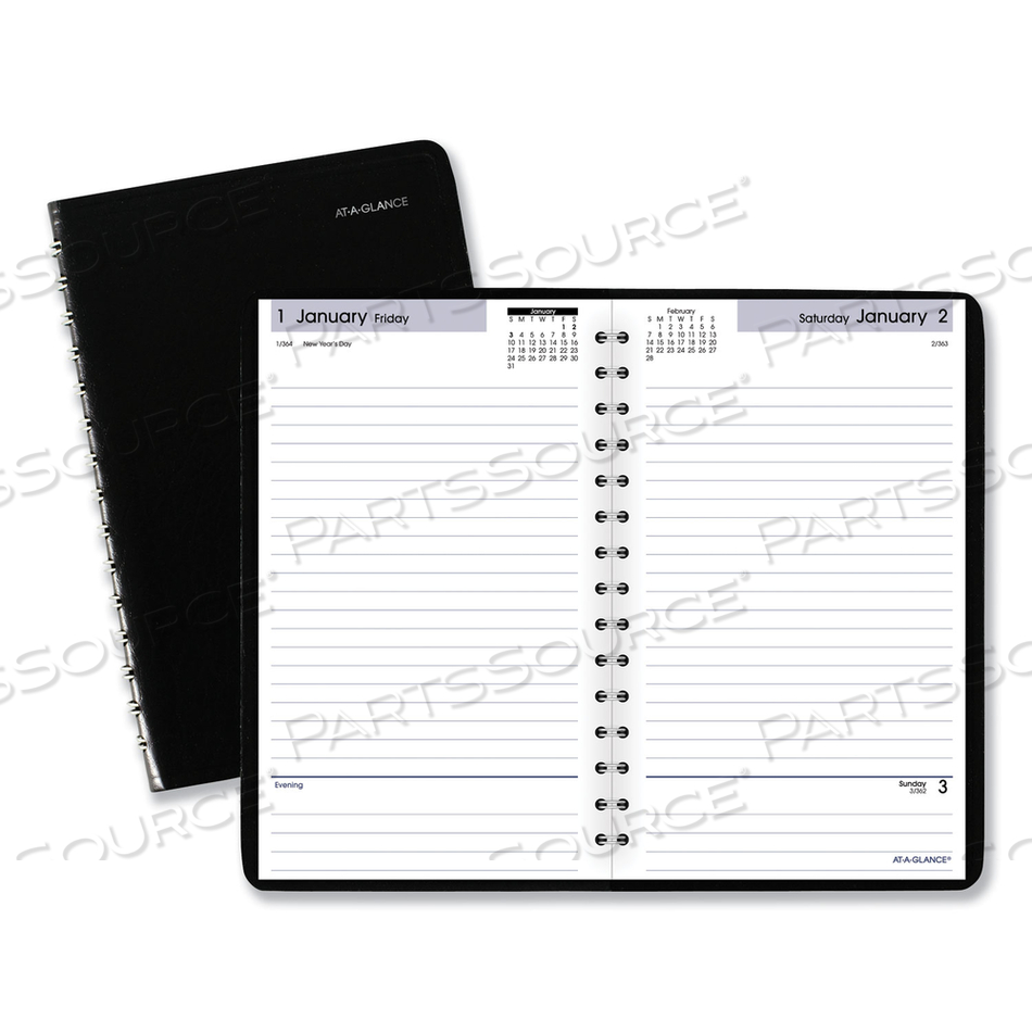 DAYMINDER DAILY APPOINTMENT BOOK, 8 X 5, BLACK COVER, 12-MONTH (JAN TO DEC): 2023 by At-A-Glance