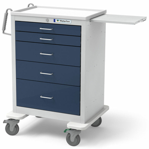 5-DRAWER STEEL TALL ANESTHESIA CART, KEY LOCK, DARK BLUE by Waterloo Healthcare