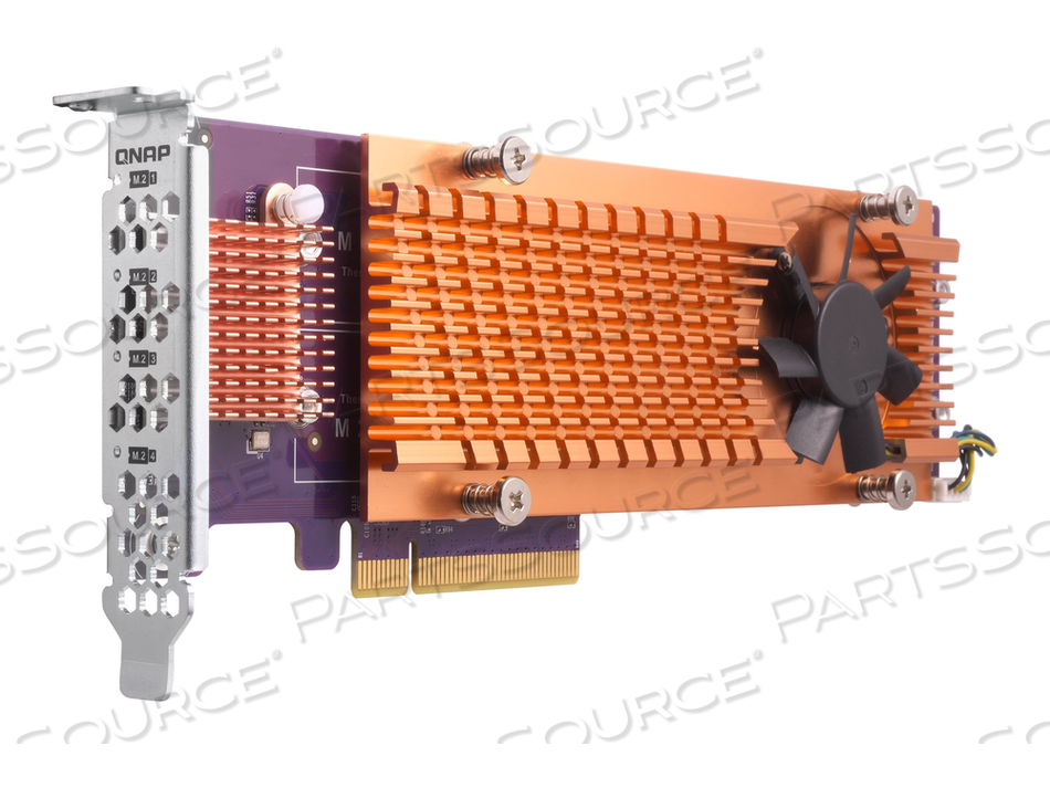 QM2-4P-384, STORAGE CONTROLLER, PCIE 3.0 LOW PROFILE, PCIE 3.0 X8, FOR TS-1273, 1277, 473, 677, 873, 877, 977, EC1280, TVS-2472, 473, 673, 8 by QNAP Security