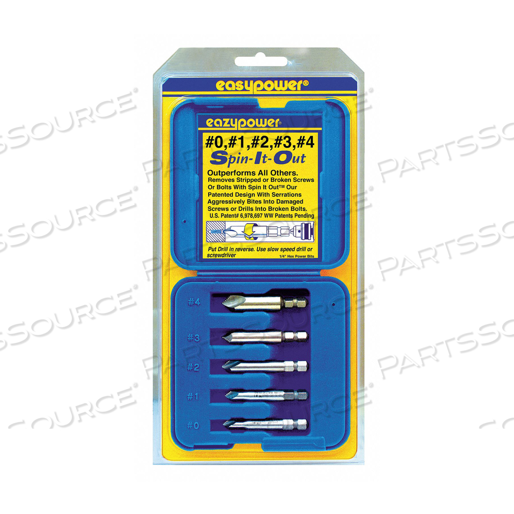 DAMAGED SCREW REMOVER, NO.0 TO NO.4, PK5 by Eazypower