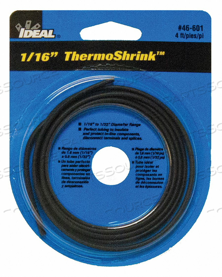 SHRINK TUBING 0.079IN ID BLACK 4FT PK5 by Ideal Industries Inc.