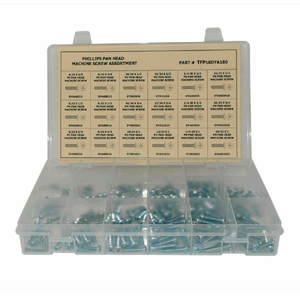 400 PIECE MACHINE SCREW ASSORTMENT - #6 TO 1/4" - PHILLIPS PAN HEAD - STEEL - ZINC by Titan Fasteners 400 PIECE MACHINE SCREW ASSORTMENT - #6 TO 1/4" - PHILLIPS PAN HEAD - STEEL - ZINC by Titan Fasteners