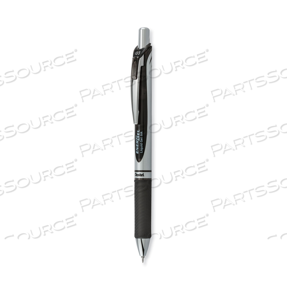 ENERGEL RTX GEL PEN, RETRACTABLE, EXTRA-FINE 0.3 MM, BLACK INK, BLACK/SILVER BARREL by Pentel of America