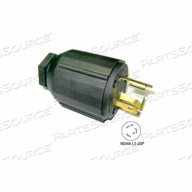 20-AMP LOCKING ASSEMBLY PLUG WITH NEMA L5-20P MALE END, 2 POLE- 3 WIRE by Conntek Integrated Solutions, Inc.