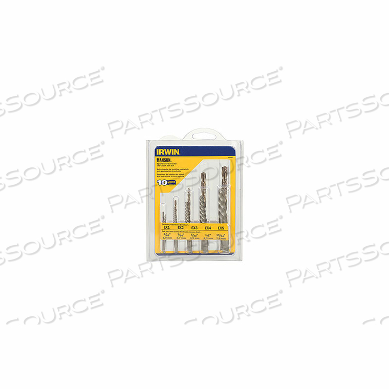 10 PC. SET SPIRAL FLUTE SCREW EXTRACTORS W/COBALT DRILL BIT by IRWIN Tools