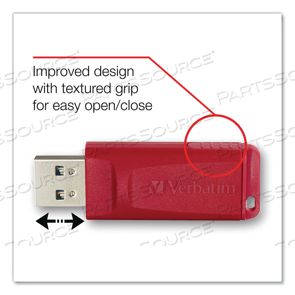STORE 'N' GO USB FLASH DRIVE, 128 GB, RED by Verbatim